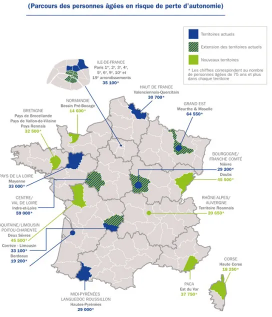 Figure 4 : les territoires PAERPA, anciens et nouveaux territoires d’expérimentation.