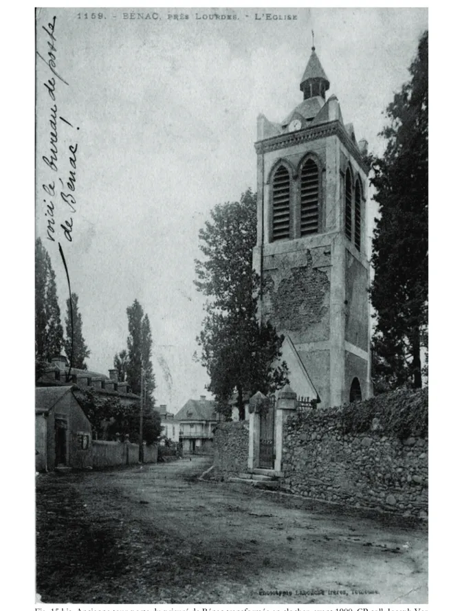 Fig. 15 bis. Ancienne tour-porte du prieuré de Bénac transformée en clocher, avant 1900