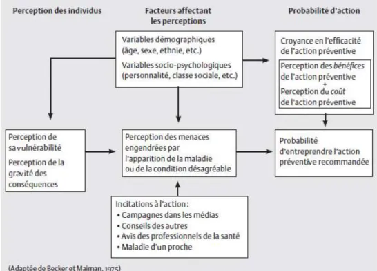 Figure 1. Schématisation du modèle des croyances relatives à la santé (Health Belief Model) 