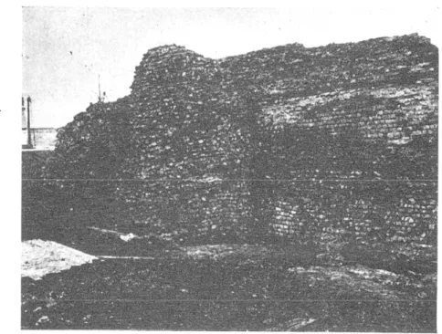 Fig.  2. La courtine ouest et la tour 4  de l'enceinte.  (Cf. le plan.) 