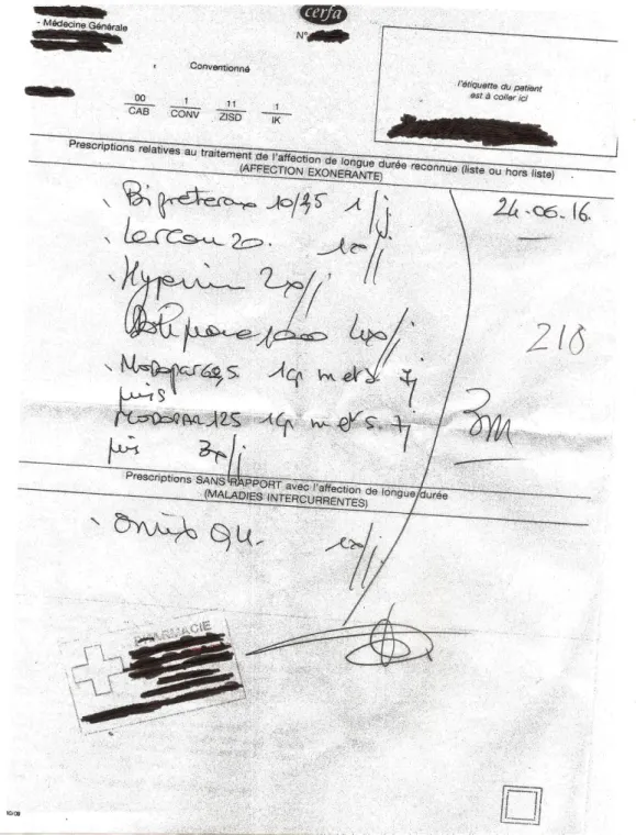 Figure 8. Ordonnance à améliorer 