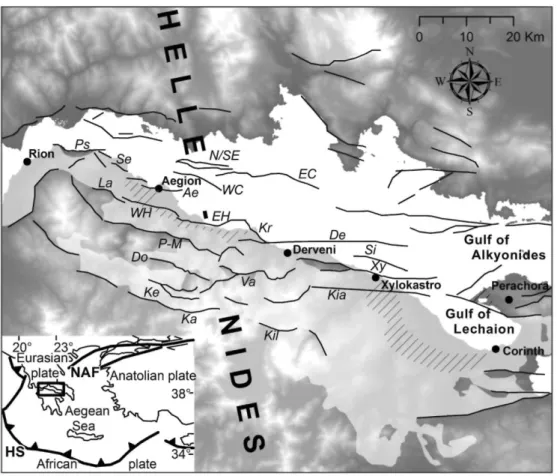 Fig. 1. Tectonic setting of the study area. Ps: Psathopyrgos fault Se: Selinitika fault