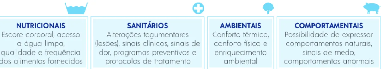 Figura 1. Conjunto de indicadores para avaliação do grau de bem-estar dos animais