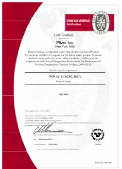 FIGURA 01 | Certificado da Bureau Veritas  garantindo que o produto atende a princípios que  asseguram o meio ambiente.