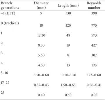 Table 2: Physical measurements of bronchial paths [12].