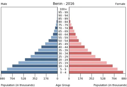 Figure 2: Pyramide de population au Bénin. 2016  (Source : 