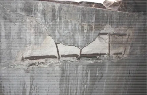 Figure 18. Spalling of Pauchot reinforced artificial stone (staircases, Saint-Vincent  church)