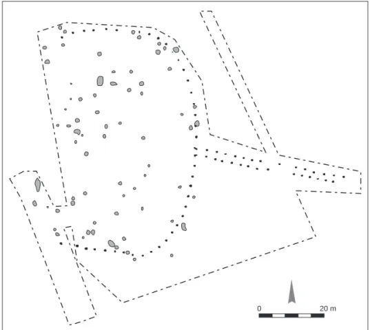 Fig. 12 : Wittenheim « Rue de la  Forêt » : plan de l’enclos palissadé. 