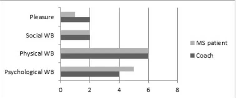 Figure 2. Physical activity representations (number of occurrences). Note: WB, Well-being.