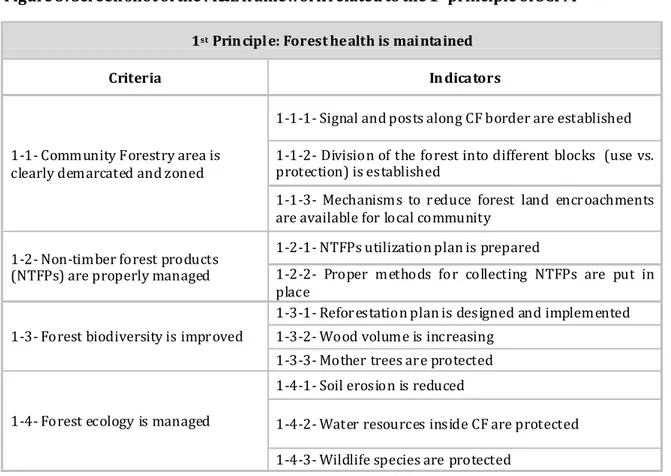 Figure 3: Screen shot of the M&amp;E framework related to the 1  principle of SCFM st