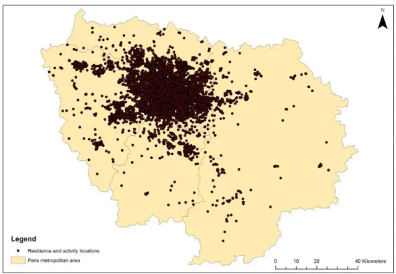 Figure 3. Residence and regular activity locations of 4386 participants from the  RECORD Cohort Study 