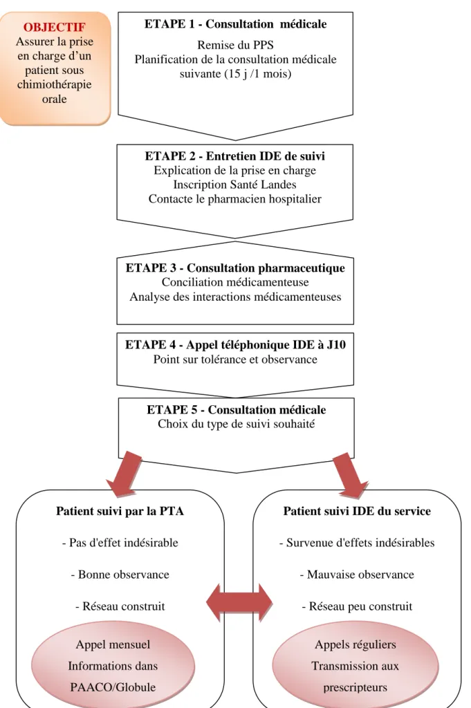 Figure 5 : Parcours de soins en onco-hématologie des patients sous chimiothérapie orale