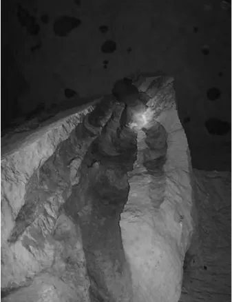 Figure  2.  Solution  pipes  opened  in  the  underground  quarry (Caster, Belgium).
