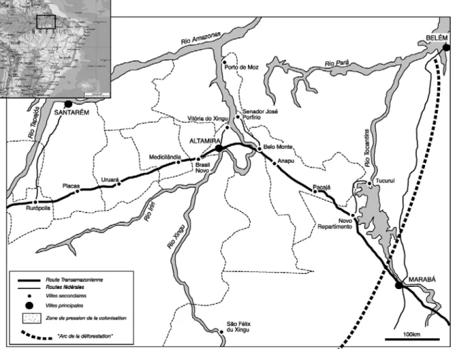 Fig. 1 – Carte de la région d’Altamira, route Transamazonienne.