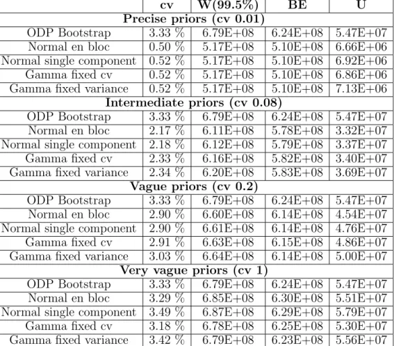 Table 1.2 highlights the fact that, especially for more recent accident years, the predictions given using balance sheets indications are very distant from the ones obtained using standard methods.