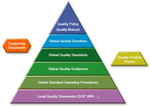 Figure 5 : Pyramide Documentaire de Sanofi  Voici les différents étages (Sanofi 2018) : 