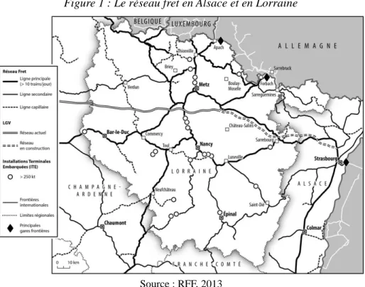 Figure 1 : Le réseau fret en Alsace et en Lorraine