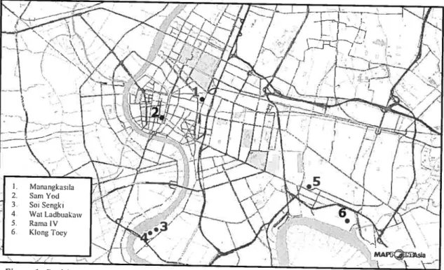 Figure 6 Positionnement des projets de Land Sharing à Bangkok.