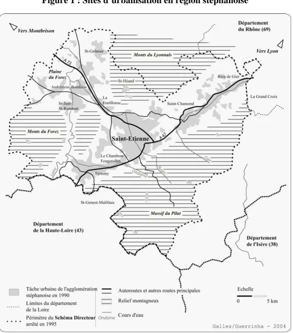 Figure 1 : Sites d’urbanisation en région stéphanoise 
