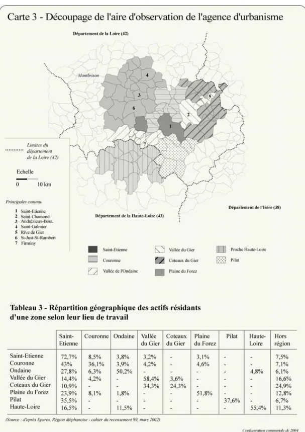 Figure 3 : Espaces résidentiels, espaces d’activités au sein de la région stéphanoise 