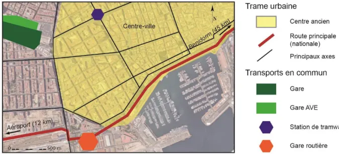 Fig. 4 – La gare d’Alicante dans son contexte urbain 