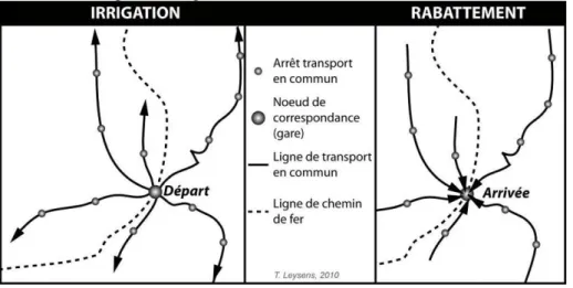 Figure 9 - Les notions de rabattement et d'irrigation.  