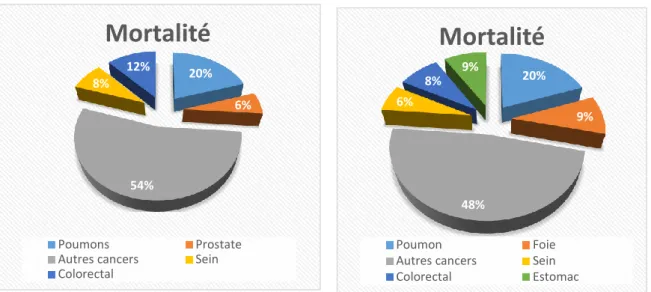 Figure 3  : Répartition de la mortalité par organes, en France et dans le monde.