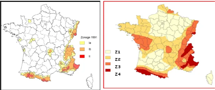 Figure 3. Zonage sismique officiel de nature  déterministe pour la France métropolitaine, 1985 
