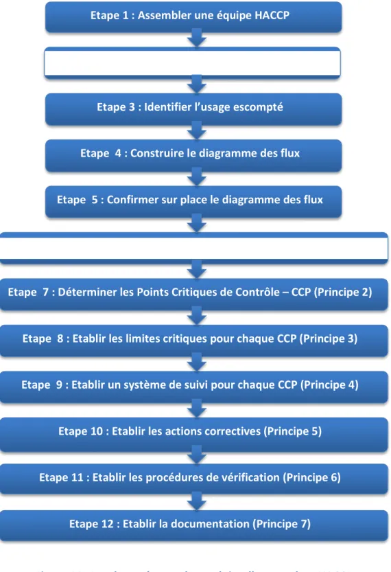 Figure   14   :   Les   douze   étapes   de   conduite   d'une   analyse   HACCP   