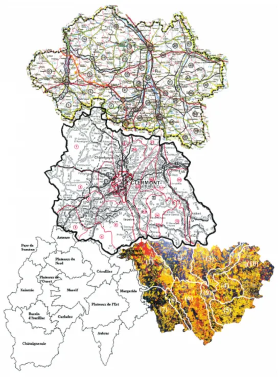 Fig. 1 – c. … puis à la Carte des paysages d’Auvergne (DREAL Auvergne 2009), un processus continu de description du territoire régional