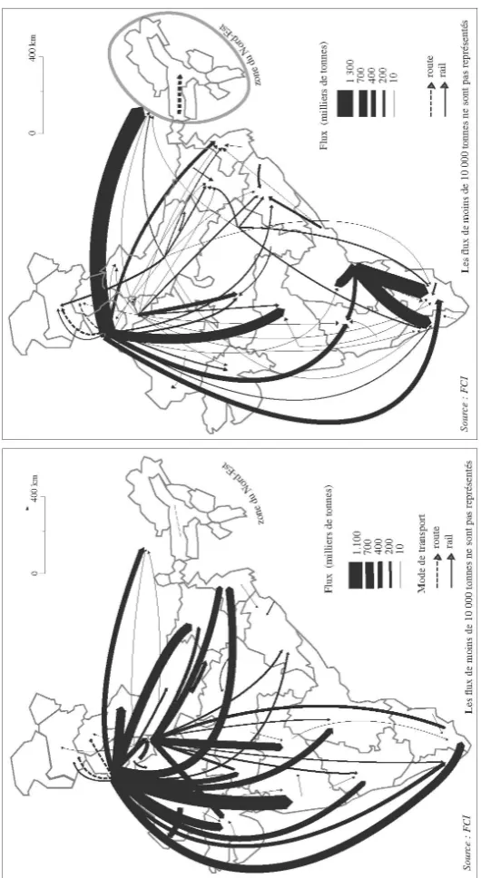 Fig. 1 Transport de blé et de riz par la Food Corporation of India en 1999-2000.