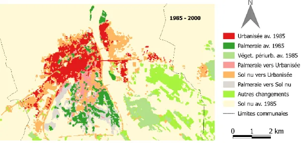 Figure 5 : Changement d’occupation du sol entre 1985 et 2000 