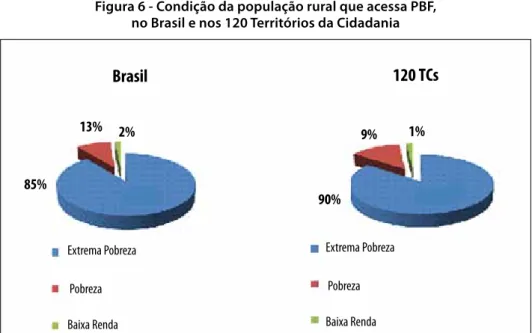 Figura 6 - Condição da população rural que acessa PBF,  no Brasil e nos 120 Territórios da Cidadania
