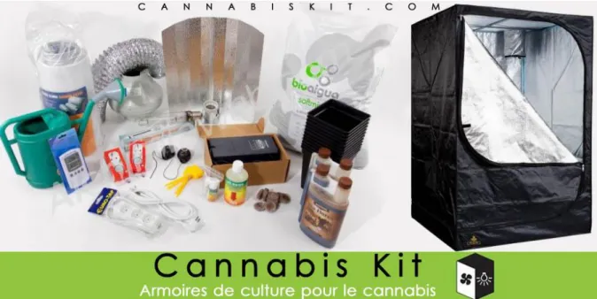 Figure 1 : Kit pour les débutants comprenant tous les éléments nécessaires pour mener à bien la culture du cannabis en  intérieur 