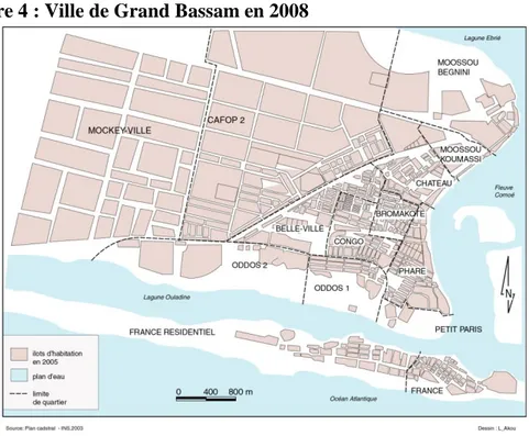 Figure 4 : Ville de Grand Bassam en 2008 