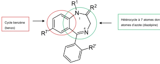Figure 1: Structure chimique de la classe des benzodiazépines 
