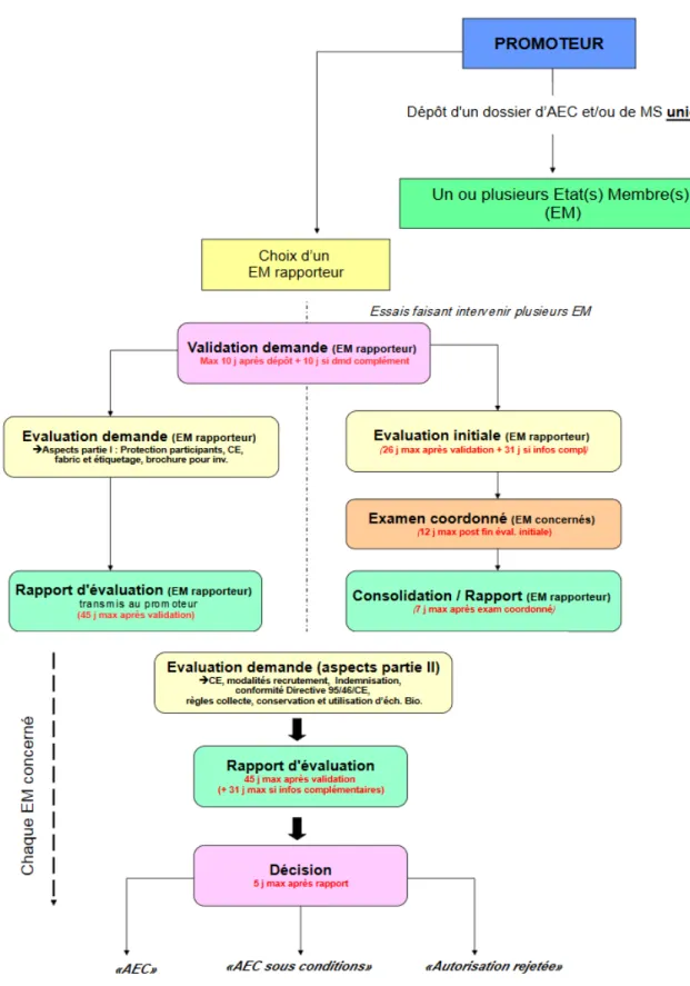 Figure 4: Procédure d'AEC et délais d'instruction selon le règlement n°536/2014 (6) 