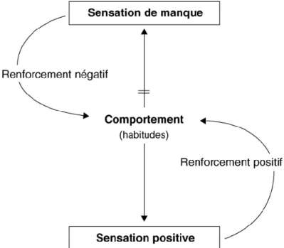 Figure 5. Schéma général des renforcements positifs et négatifs du comportement (51) 