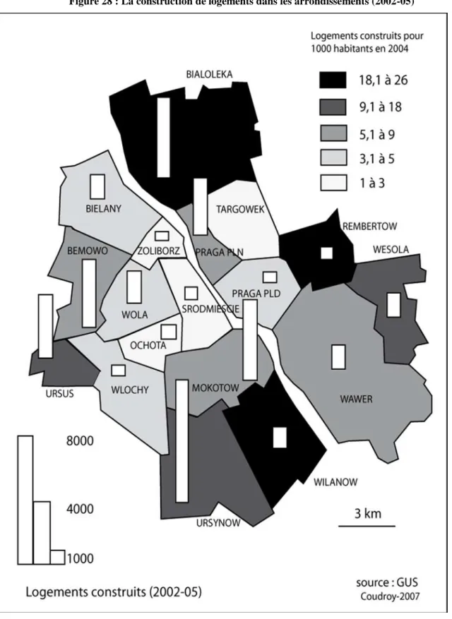 Figure 28 : La construction de logements dans les arrondissements (2002-05) 
