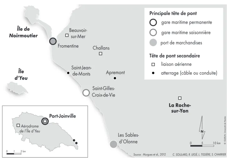 Figure 2 - Les « têtes de pont » de l’Île d’Yeu et du littoral vendéen