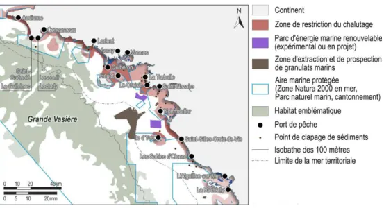 Figure 7. Enjeux des pêches maritimes au nord du golfe de Gascogne d’après les entretiens du Cycle 1