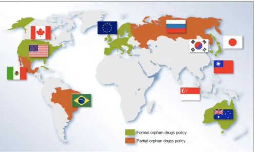 Figure 1. World map of Orphan Drug Policy [26] 