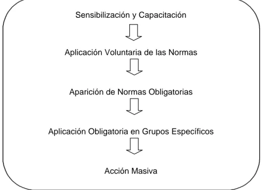 Fig 5. Evolución del desarrollo y aplicación de las normas de calidad e Inocuidad de alimentos en la Región Andina.