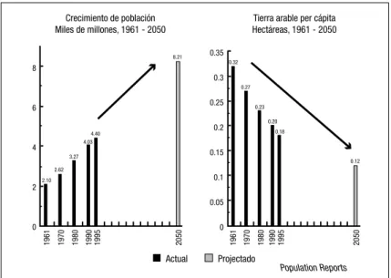 Figura 7. Población y tierra arable en países en desarrollo. 