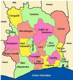 Figure 9 : Les 19 régions de Côte d’Ivoire Source: www.rezoivoire.net 
