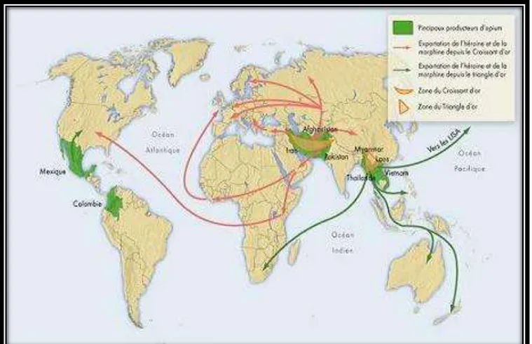 Figure 7 : trafic d’héroïne dans le monde (Référence E) 