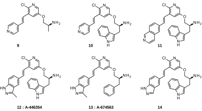 Figure 5 : Structure des pyridines 3,5-disubstituées 9-14. 