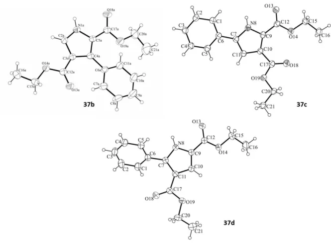 Figure 15 : Représentations ORTEP des composés 37b, 37c et 37d. 