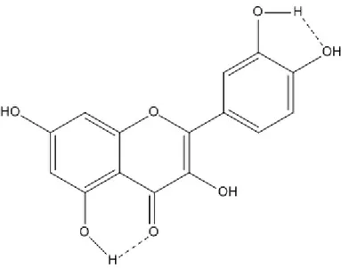 Figure 26: Exemple de liaisons hydrogènes intra-moléculaire de la quercétine. 