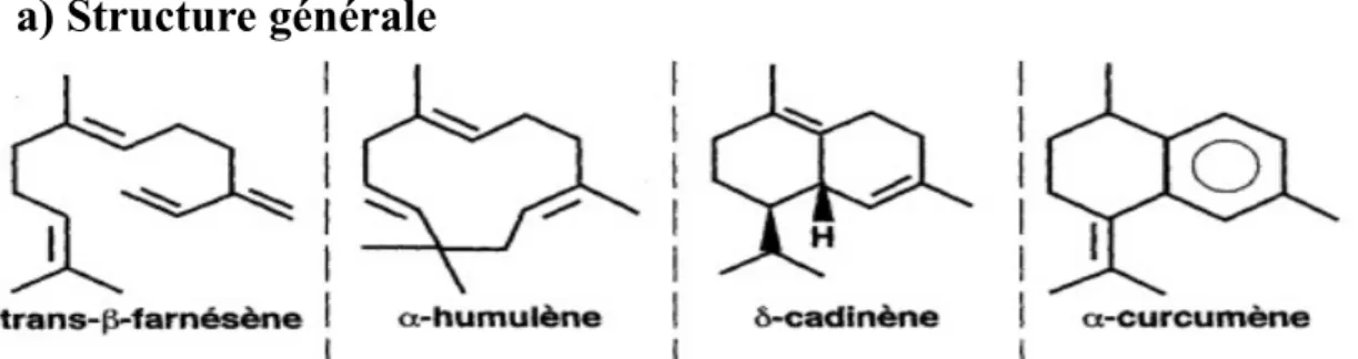 Illustration 24: Structure chimique de quelques sesquiterpènes